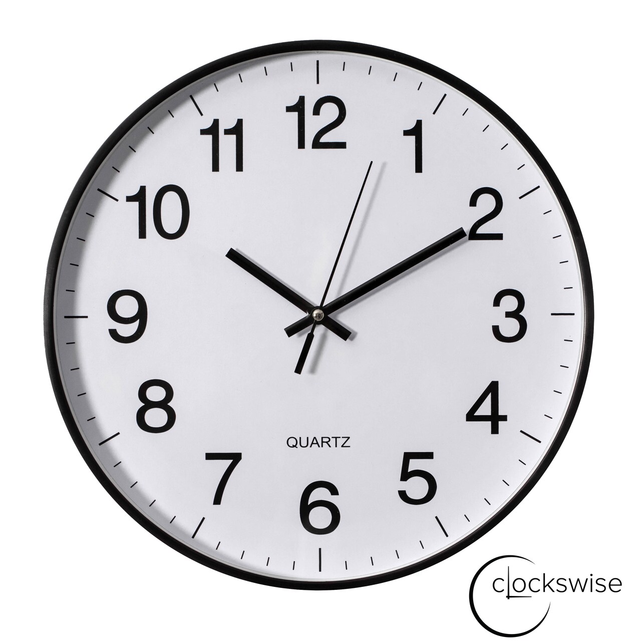 Clockswise Black Analog Clock – Silent, Non-Ticking for Wall, Office Desk, Table and Shelf, Battery-Operated Perfect for Home Office, Farmhouse Kitchen Decor, Bathroom, School and Bedroom Decor